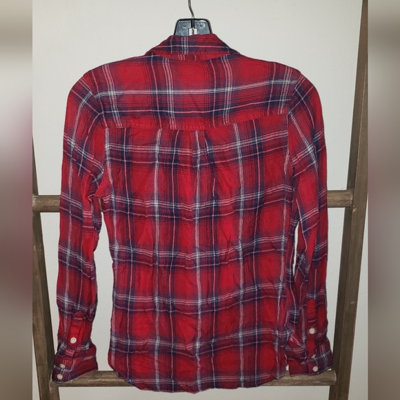 Mossimo Supply Co. Red and Blue Plaid Flannel Shirt - Picture 6 of 8